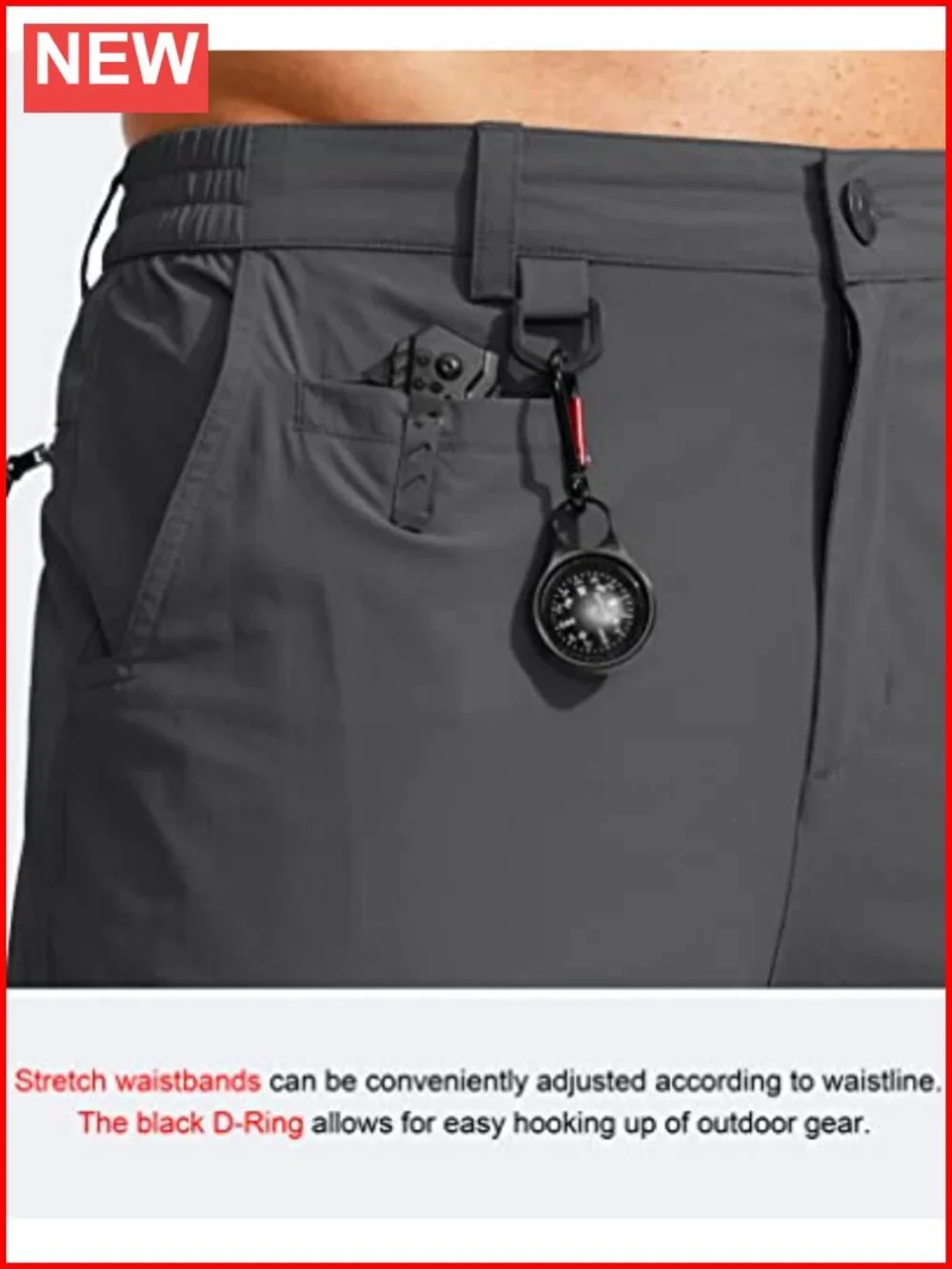 Men's Hiking Cargo Pants Water Resistant Quick Dry Lightweight Multi Pocket